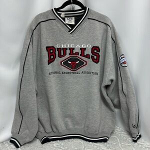 Vintage Chicago Bulls Lee V-Neck Heavy Weight Grey Sweatshirt XXL